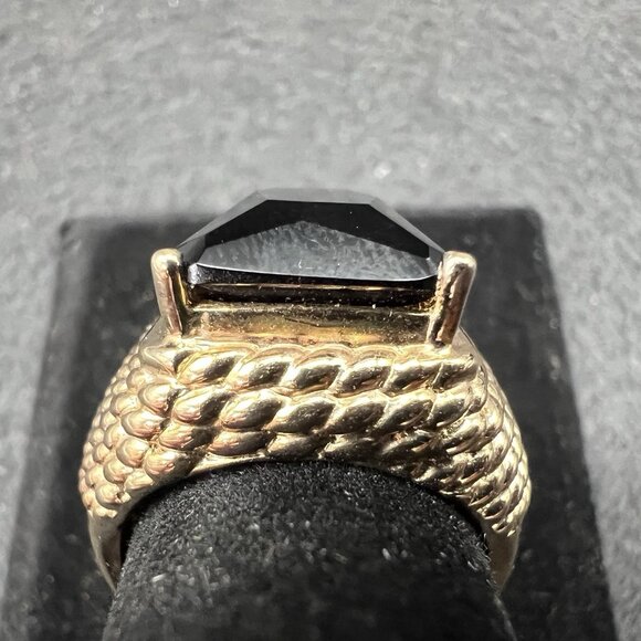 Vintage Gold Vermeil Cocktail Ring Smoky Topaz Size 9 Chunky Statement - Picture 7 of 12